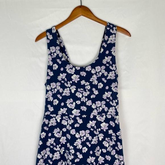 Pact Floral Tie Back Midi Dress Sleeveless Organic Cotton Blue Size XL - Picture 2 of 5